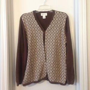 Westbound XL Sweater - brown and white